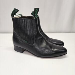 La Barca Men's Black Leather Botin Charro Size 9 Western Ankle Pull On Boots